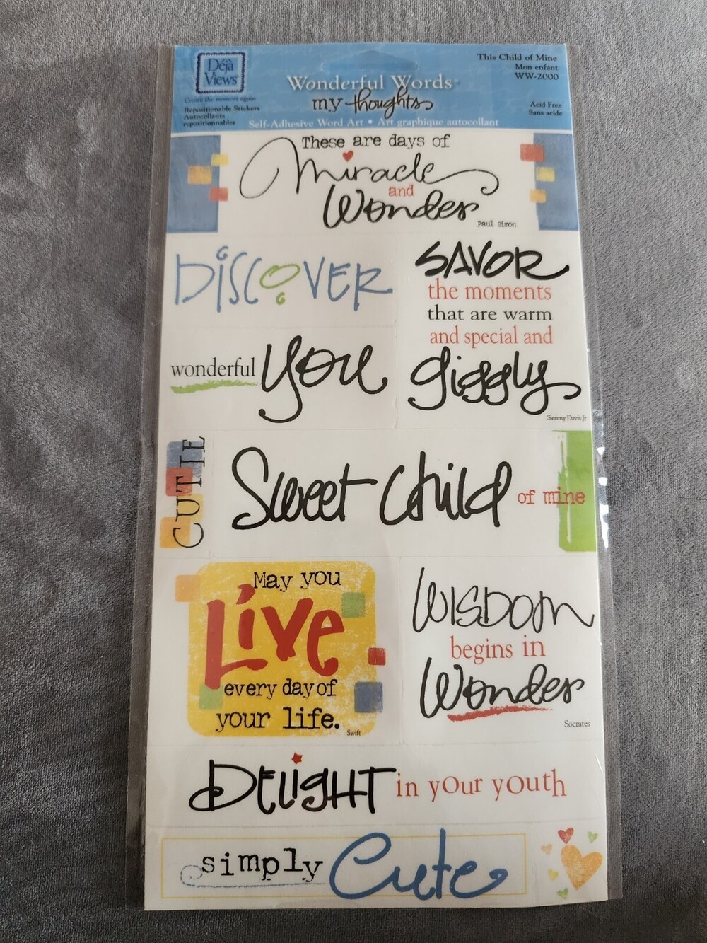 Deja Views Wonderful Words Self Adhesive Word Art This Child of Mine New #3